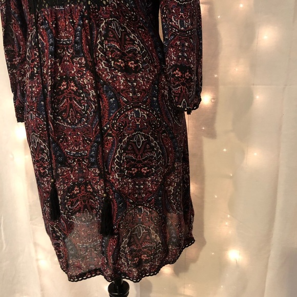 1[Angie] Black & burgundy peasant dress - Picture 4 of 7